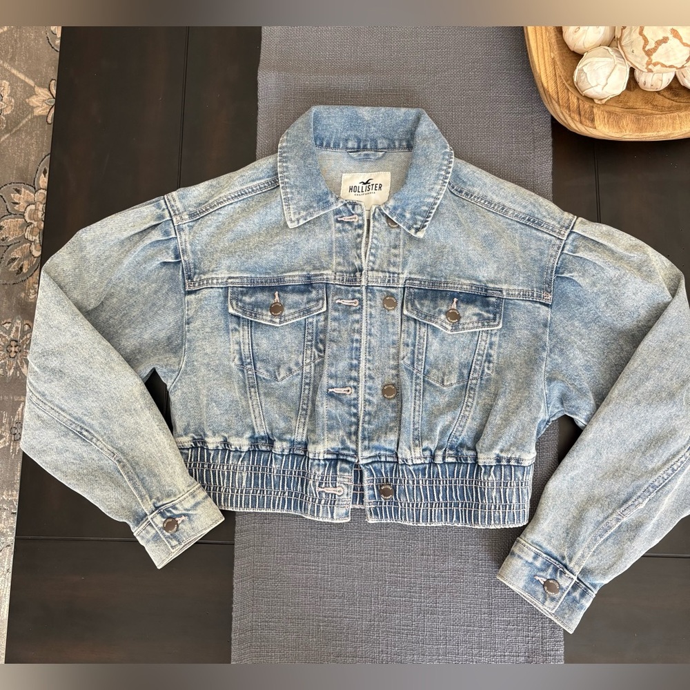 Hollister Blue Cropped Denim Jacket